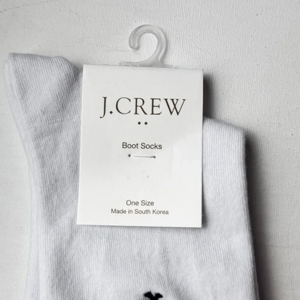 J.Crew Women's Pickleball White Graphic Crew Style Socks  NWT